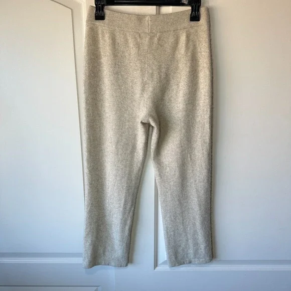 Naadam Signature Cashmere Cropped Pants Oatmeal Womens S Beige Neutral High Rise - Picture 5 of 6